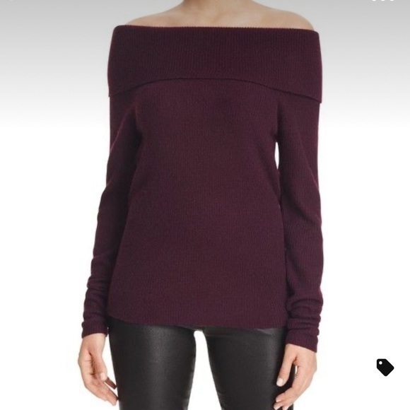 Bloomingdale’s cashmere, ribbed, sweater, turtleneck, eggplant, color - Picture 1 of 6
